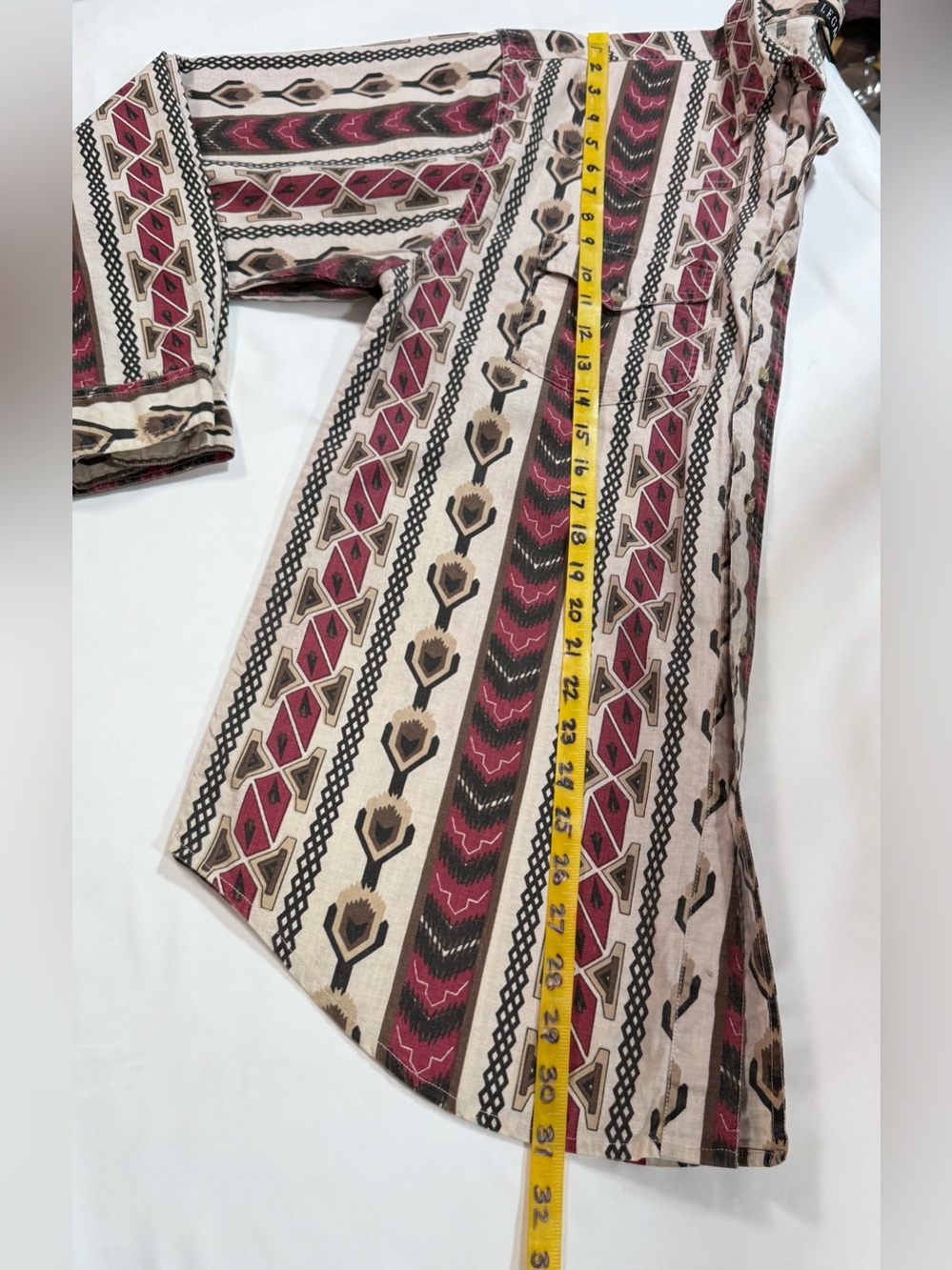 LEGACY Men's Cream, burgundy black Western Stripe Button-Down Shirt size M - Picture 12 of 12